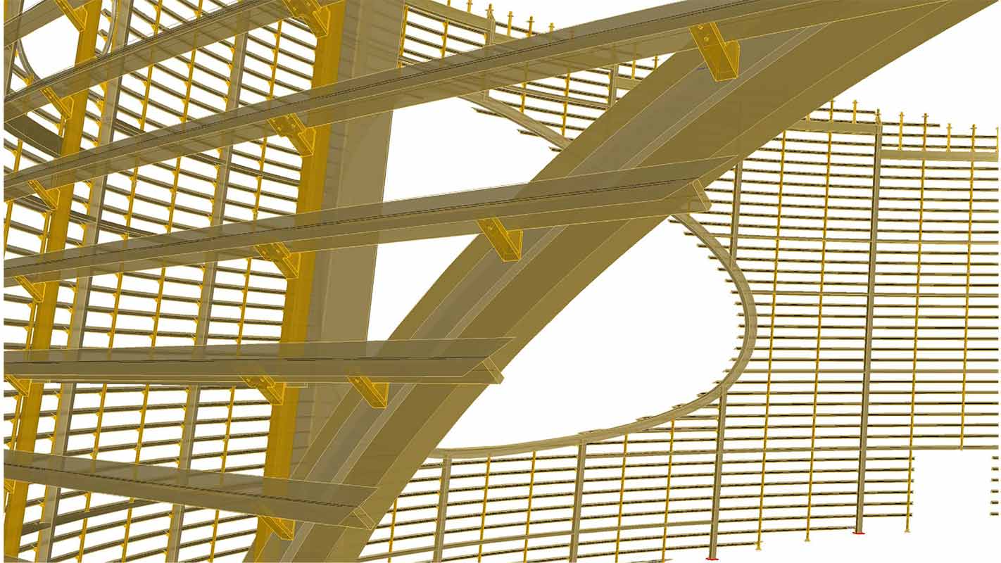 BIM model view of steel sub-structure for louvers